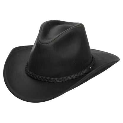 Chapeau de Cowboy en Cuir de Buffle noir JAXON & JAMES - VENTE EN GROS