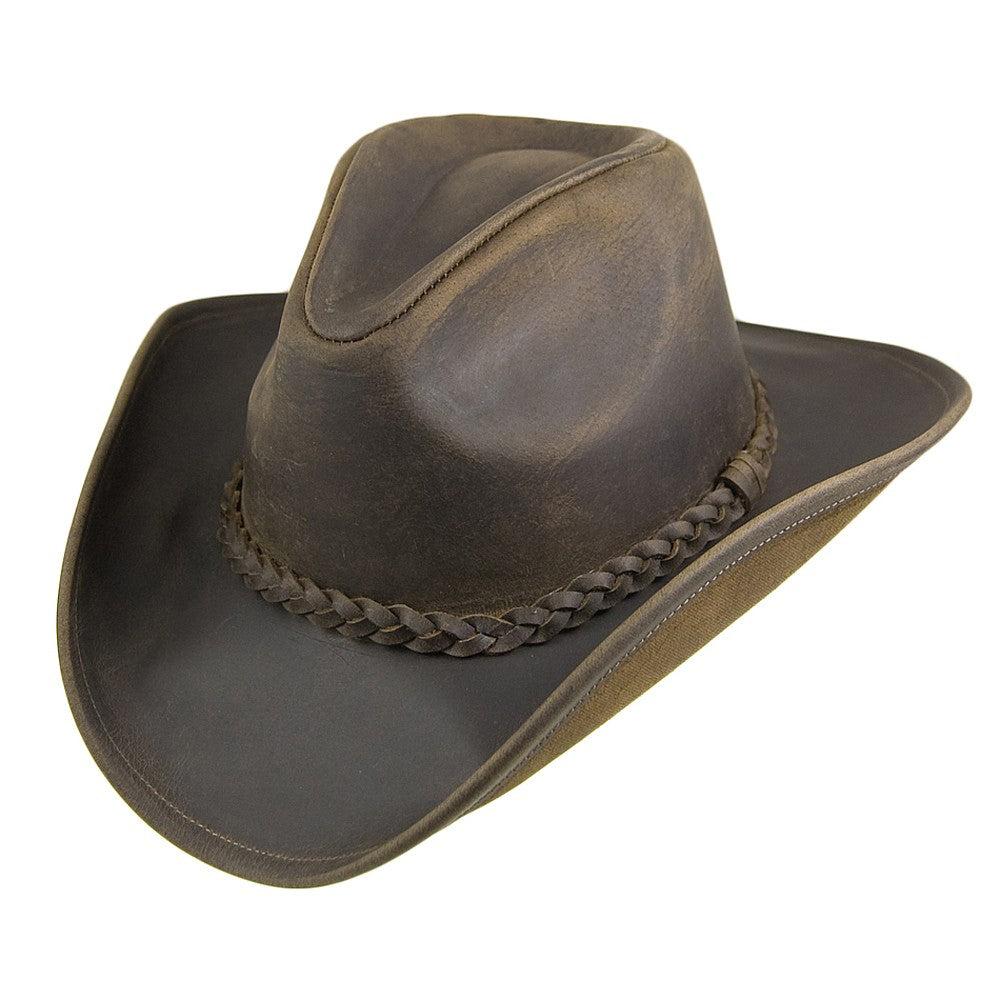 Chapeau de Cowboy en Cuir Buffalo chocolat JAXON & JAMES - VENTE EN GROS