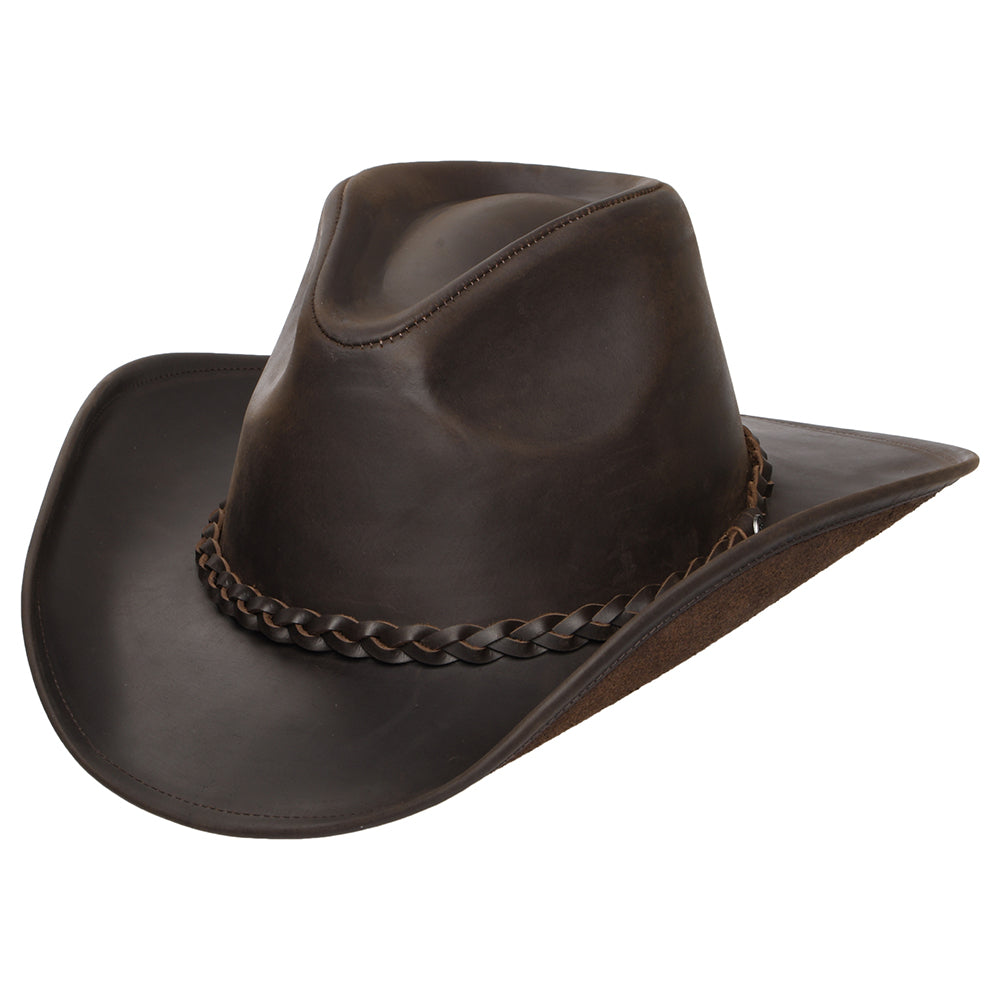 Chapeau de Cowboy en Cuir de Buffle chocolat JAXON & JAMES - VENTE EN GROS