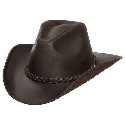 Chapeau de Cowboy en Cuir de Buffle chocolat JAXON & JAMES - VENTE EN GROS