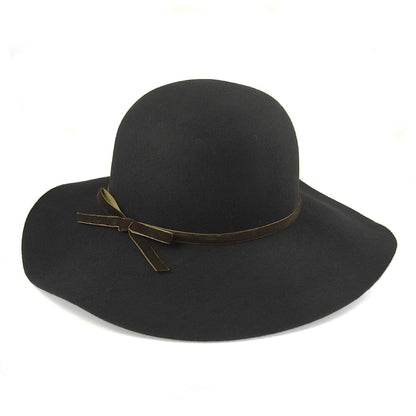 Chapeau Capeline en Laine Vintage noir SUR LA TETE - VENTE EN GROS