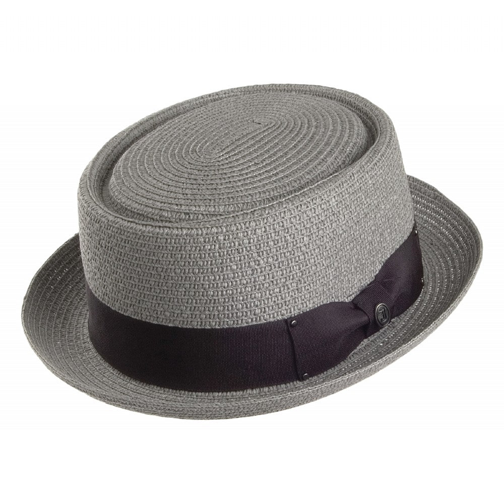 Chapeau Pork Pie en Paille Toyo Braided gris JAXON & JAMES VENTE EN GROS