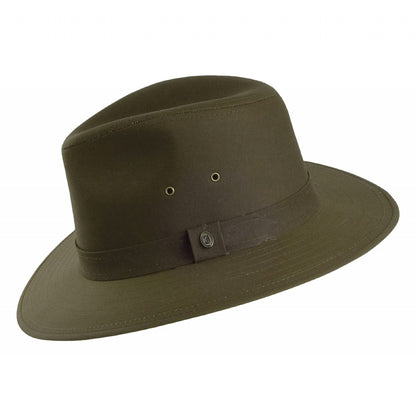 Chapeau Fedora Safari en Toile Cirée olive JAXON & JAMES - VENTE EN GROS