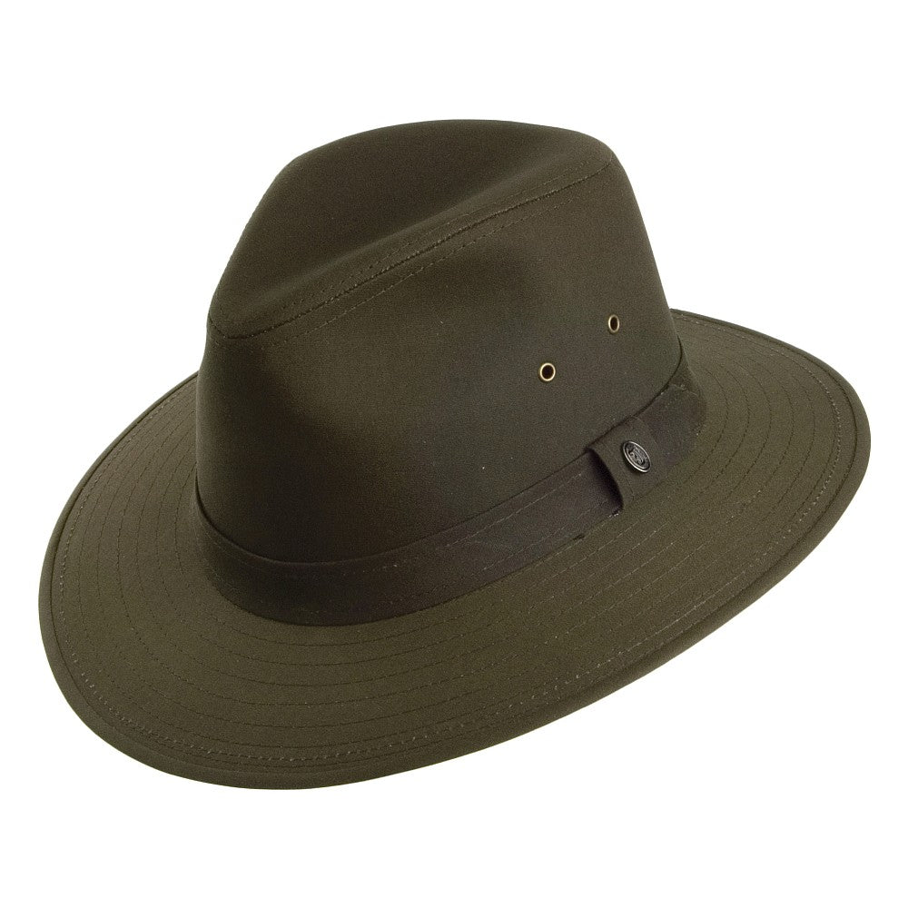 Chapeau Fedora Safari en Toile Cirée olive JAXON & JAMES - VENTE EN GROS