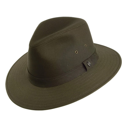 Chapeau Fedora Safari en Toile Cirée olive JAXON & JAMES - VENTE EN GROS