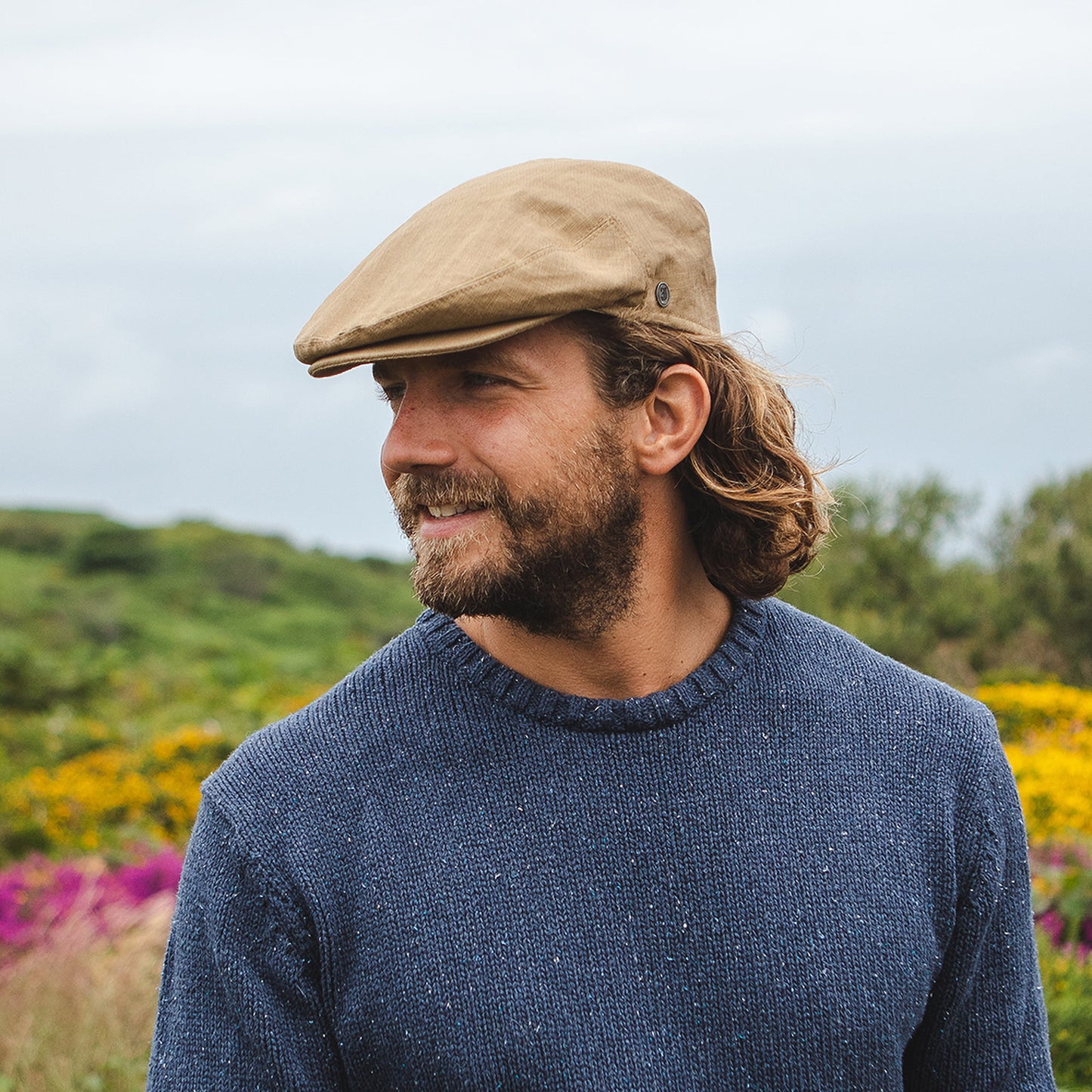 Casquette Plate en Lin camel JAXON & JAMES - VENTE EN GROS