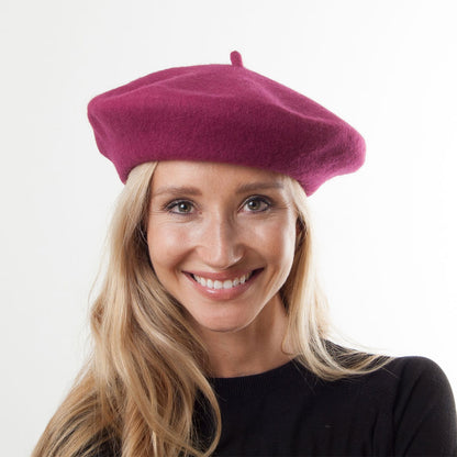 Béret Tendance En Laine framboise - VENTE EN GROS