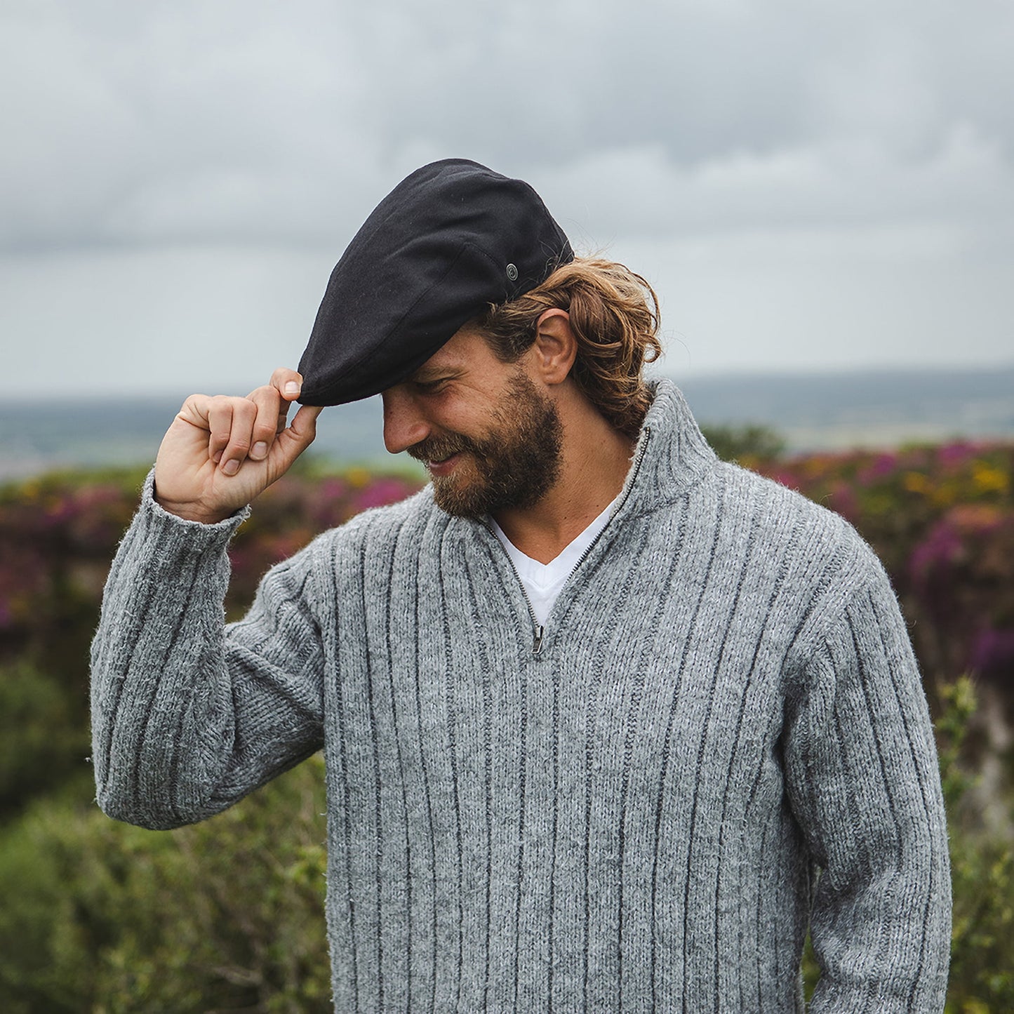 Casquette Plate en Pure Laine Harlem noir JAXON & JAMES - VENTE EN GROS