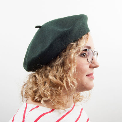 Béret Tendance en Laine vert foncé - VENTE EN GROS - 200