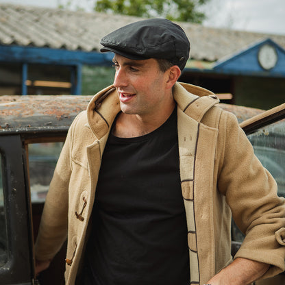 Casquette Plate en Coton Ciré British Millerain noir JAXON & JAMES - VENTE EN GROS